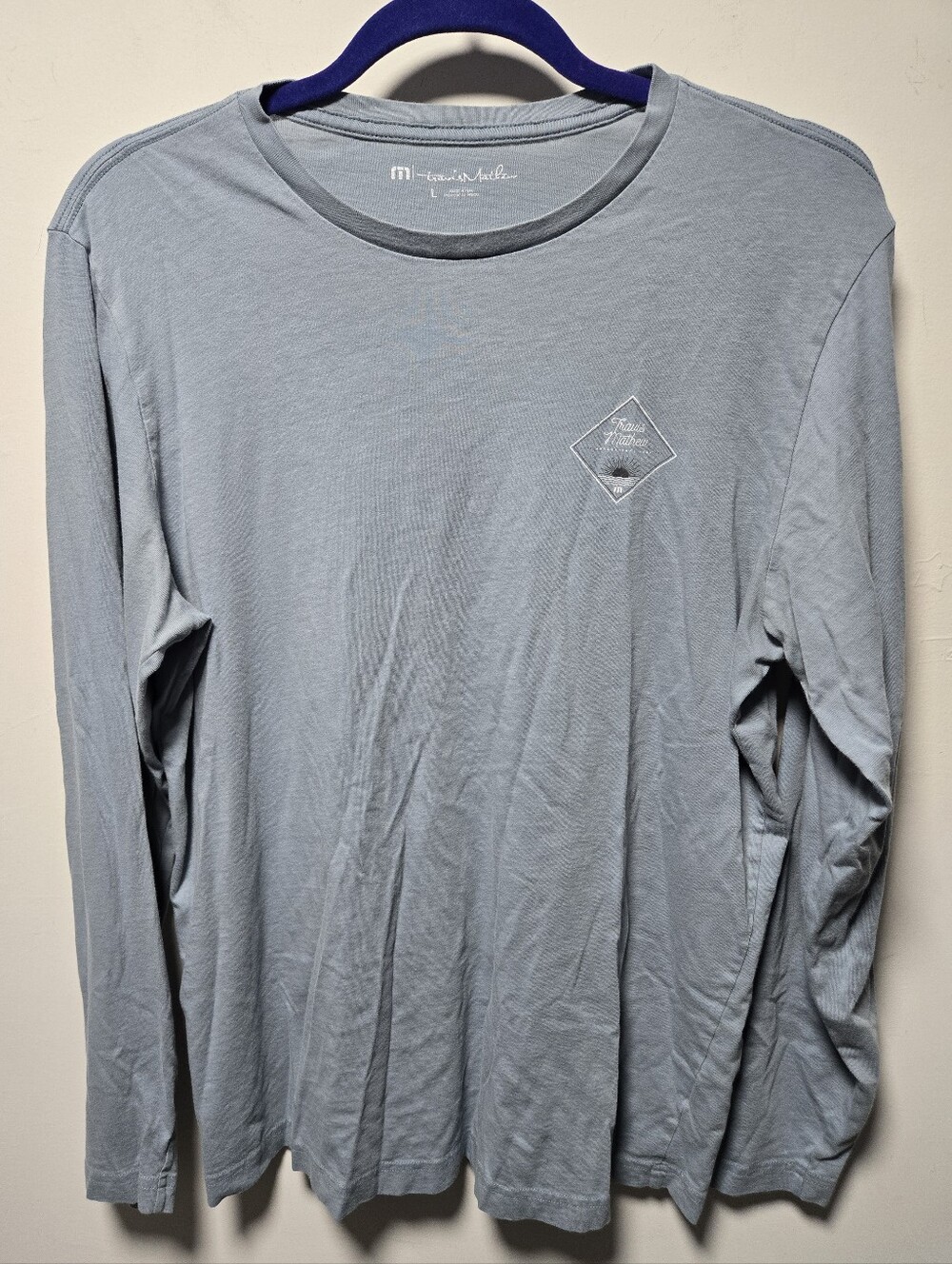 Travis Mathew Pima Cotton Long Sleeve T-Shirt Size Large Blue Casual